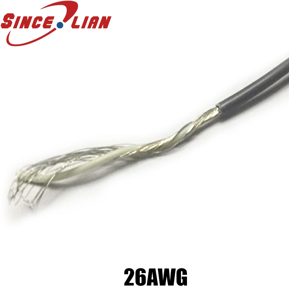 Black Audio Signal Cable 26AWG Single Core Shielded Wire OD 1.95mm 20M Audio Cable Signal Wire