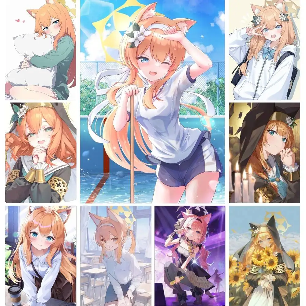 Iochi Mari Anime B-blue Archive Posters Living Room Bar Cafe Quality Canvas Vintage Style Comics Painting Art Home Wall Decor