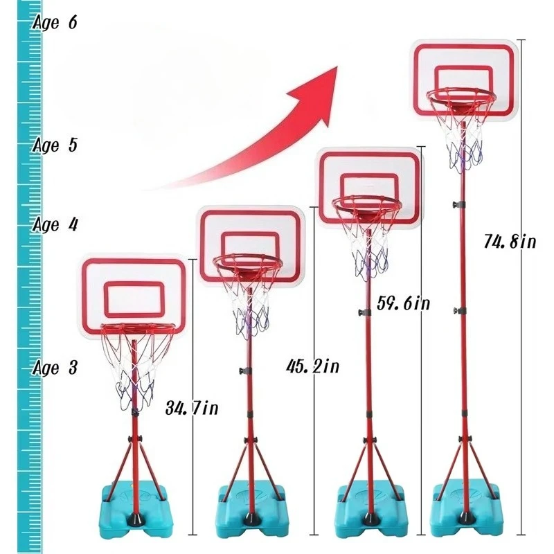 Outdoor Ideal Gift For Christmas And Birthday Adjustable Height Kids Basketball Hoop Portable Stable Stand New Arrival view 3