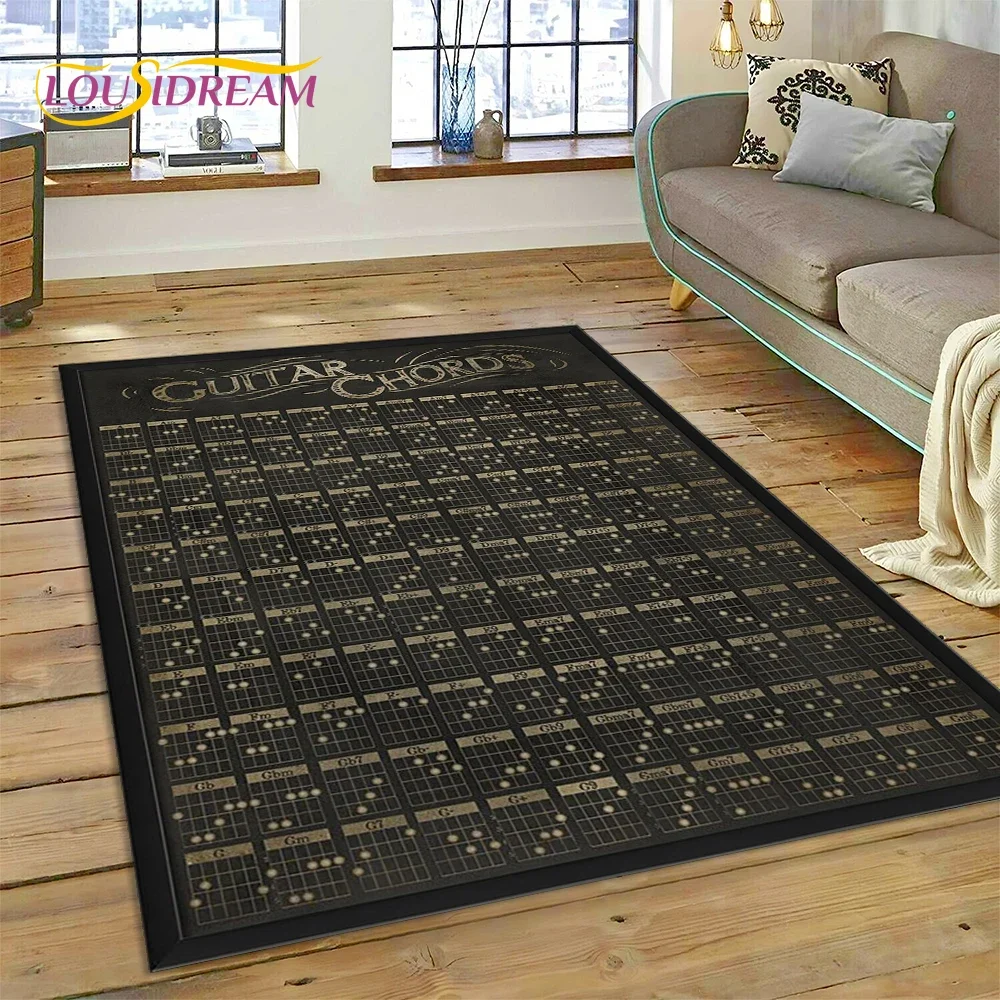 

3D Guitar Chords Theory Chart Music Rug Carpet for Living Room Bedroom Home Decor,Floor Mat Non-slip Decoration for Sofa Doormat