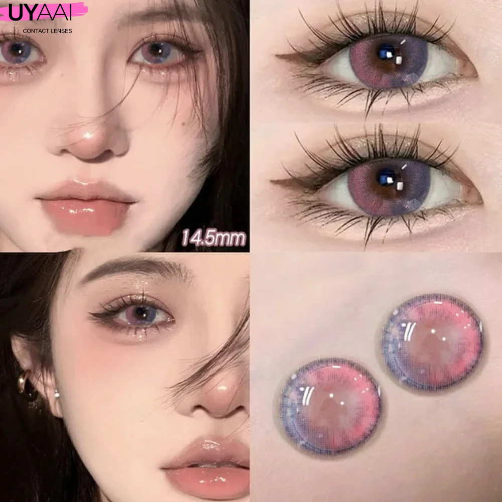 UYAAI Halloween Cosplay Farbkontaktlinsen Cosplay Linse Anime Rote Linsen Mädchen Tränen Abgestufte farbige Linsen Make-up Augenlinse