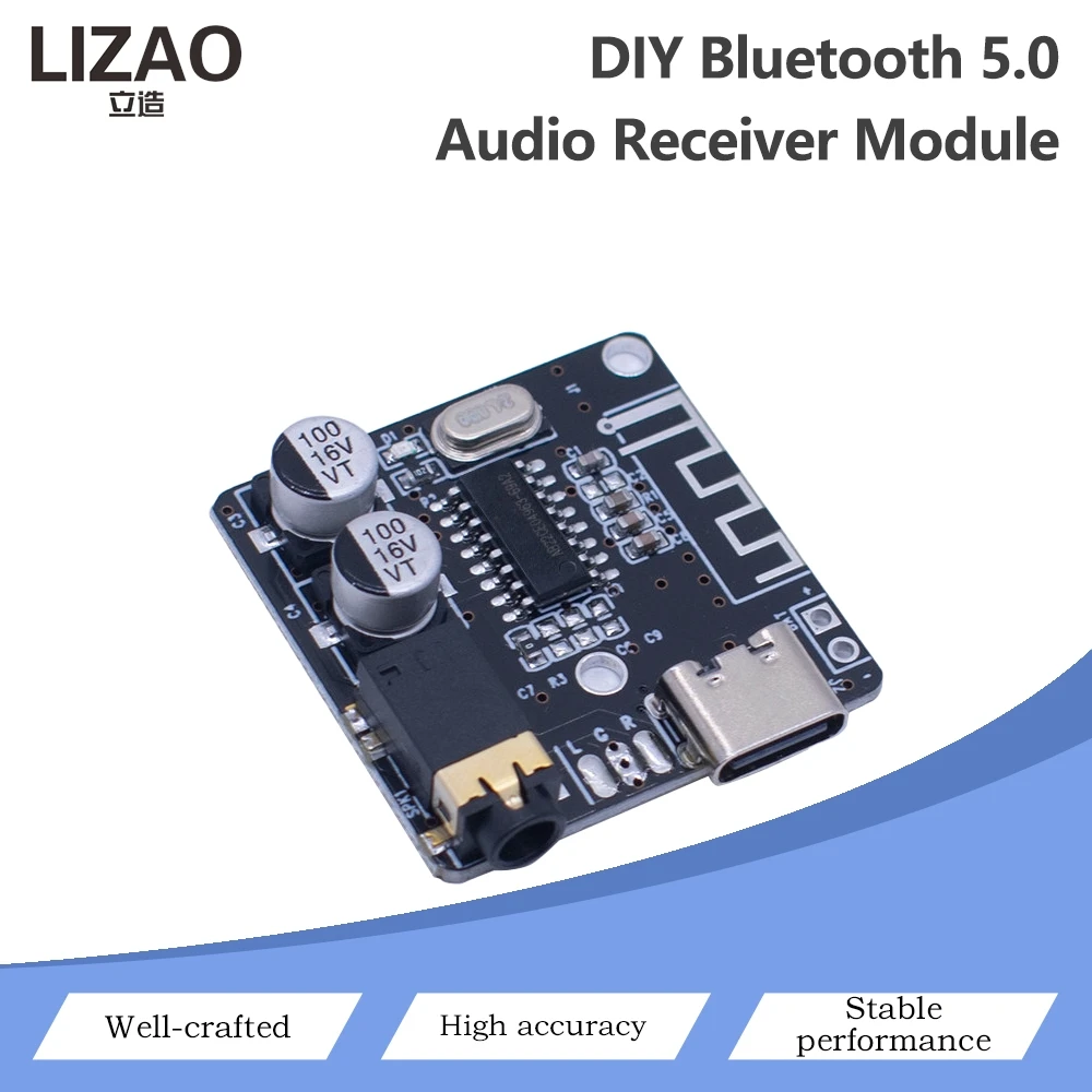 Bluetooth 5.0 Audio Receiver Module Type-C Power Supply 3.5mm AUX Output Stereo MP3 Decoder Board For DIY Speaker Modified Audio