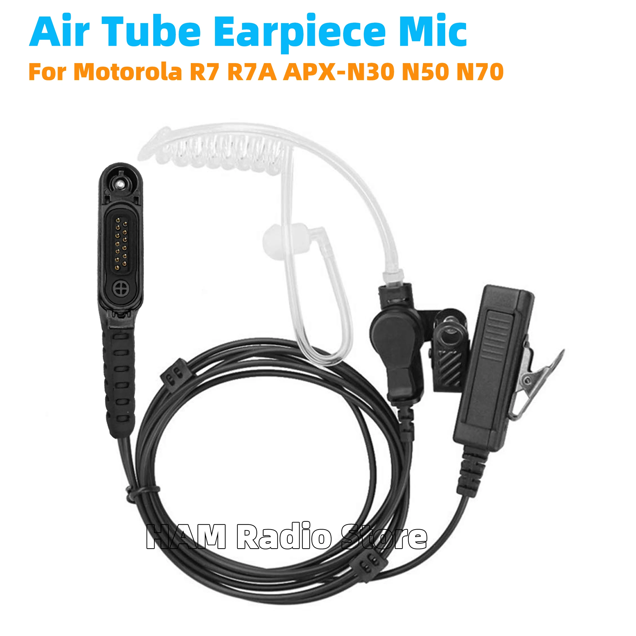 Covert Acoustic Air Tube Earpiece PTT Mic Headset for Motorola R7 R7a ION APX-N30 APX-N50 APX-N70 Walkie Talkie Radio Headset