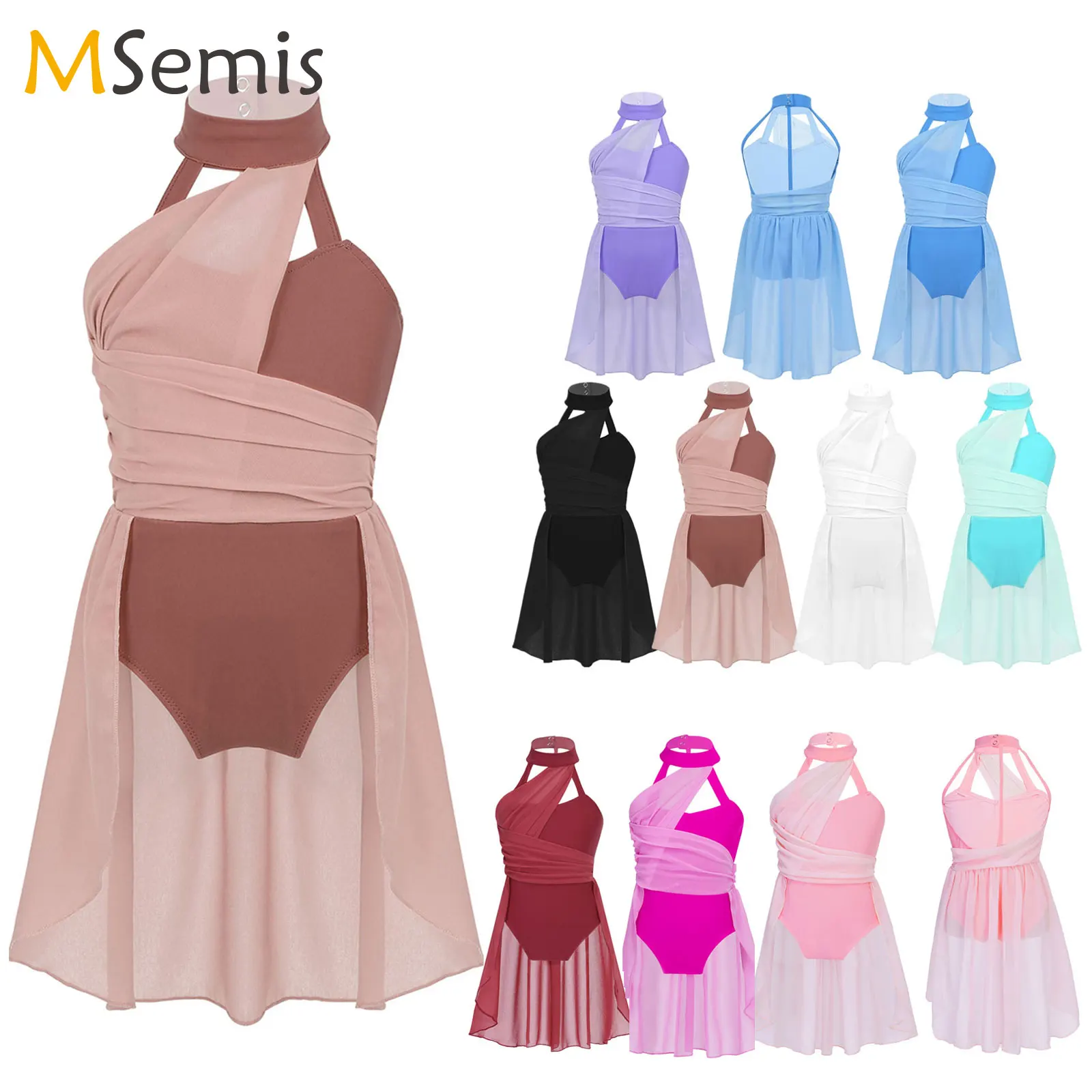 Mädchen Ballett Kleid Teen Kinder Geraffte Chiffon Mieder Tanzen Trikot Kleid Eiskunstlauf Kleid Zeitgenössische Lyrical Dance Kostüme