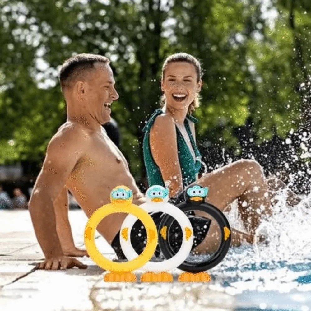 3 pçs/set portátil pato anel de água jogo fácil de preencher plástico pato mergulho varas jogos de piscina dos desenhos animados piscina brinquedo de mergulho meninos meninas