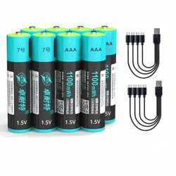 8pcs/lot ZNTER 1.5V 1100mWh AAA Rechargeable Battery USB Rechargeable Lithium Polymer Battery Fast Charging via Micro USB Cable