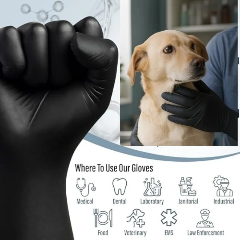 

Черные нитриловые перчатки, одноразовые нестерильные текстурированные промышленные перчатки для автомеханика, бытовая уборка, кухонные татуировки