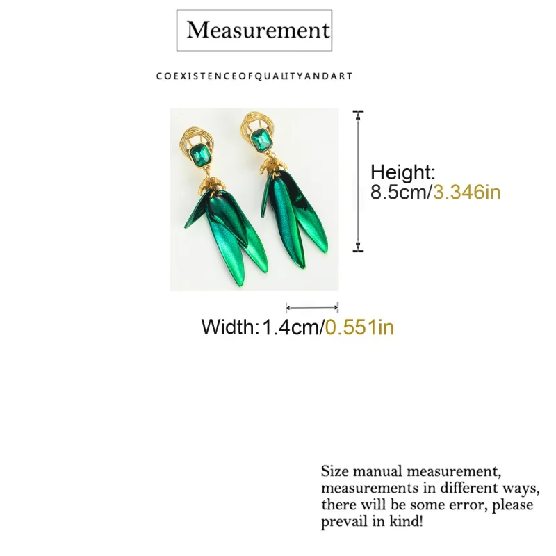 Vintage Emerald Leaf Drop Earring Green Crystal Gold Color Tassel Dangle Jewelry Luxury 2025 Trends Designer Christmas Wedding