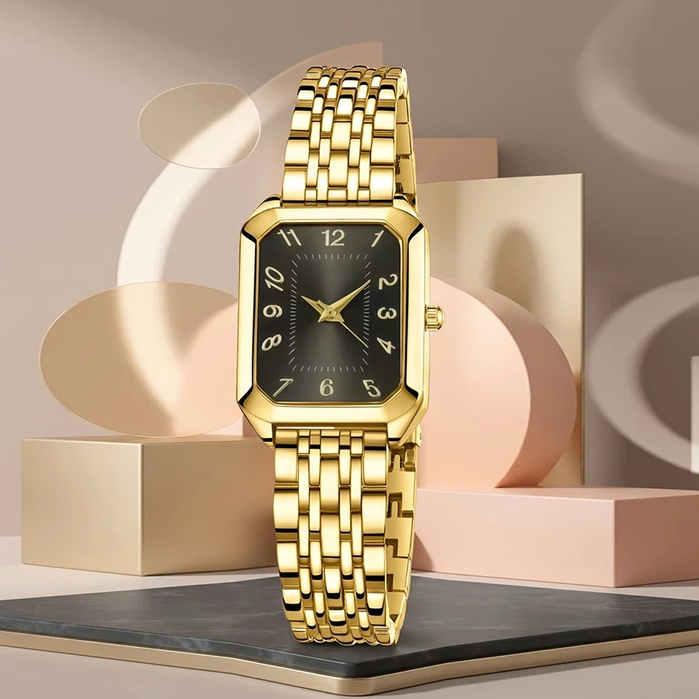 2Pcs/Set Unisex Jewelry Watches Women's Wristwatch Accessories Gold Trendy Fashionable Elegant Classic Exquisite Light Luxury Rhinestone Luxury Bracelet Watch Set Y2K Suitable for Daily Outfits Travel Perfect Holiday Gift