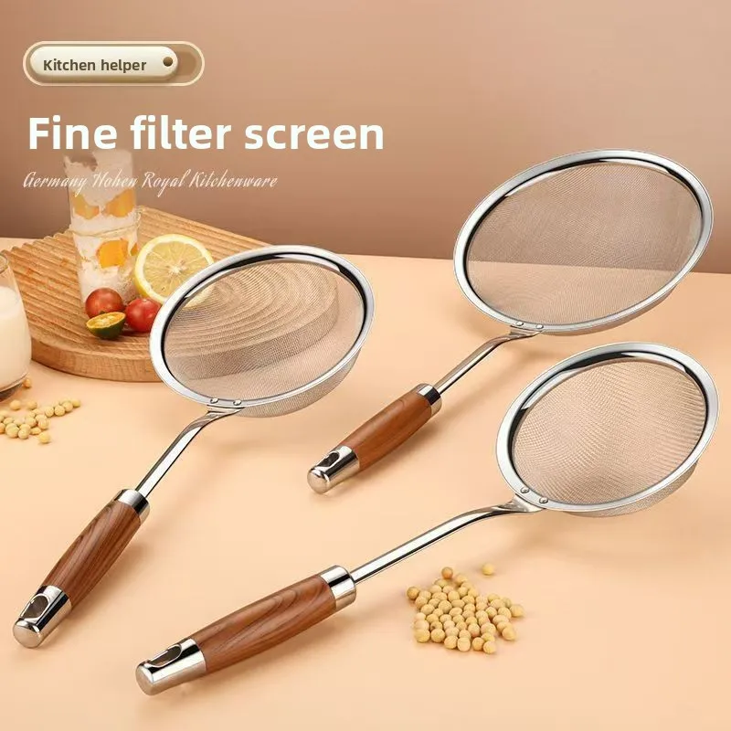 

Stainless Steel Household Strainer Spoon Ultra-fine Oil Spoon Soy Milk Mesh Household Food-grade Powder Sieve Tool