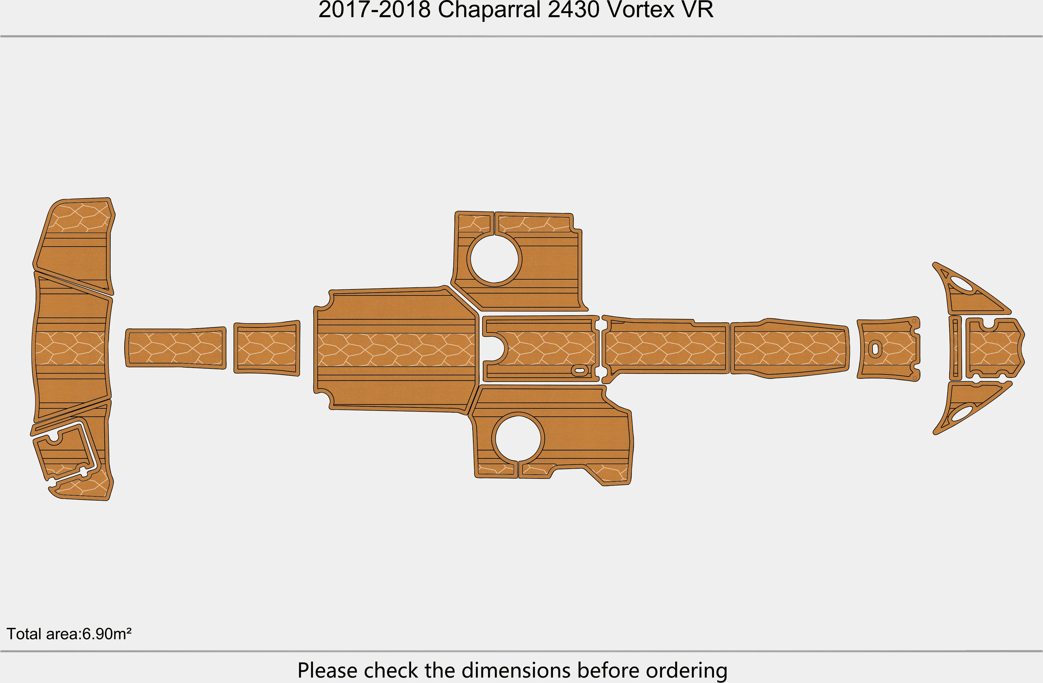 البحرية فو خشب الساج إيفا سجادة ضد الإنزلاق-2017-2018 Chaparral 2430 Vortex VR ذاتية اللصق 1/4 "(6 مللي متر) وسادة سطح القارب لقمرة القيادة والسطح #2