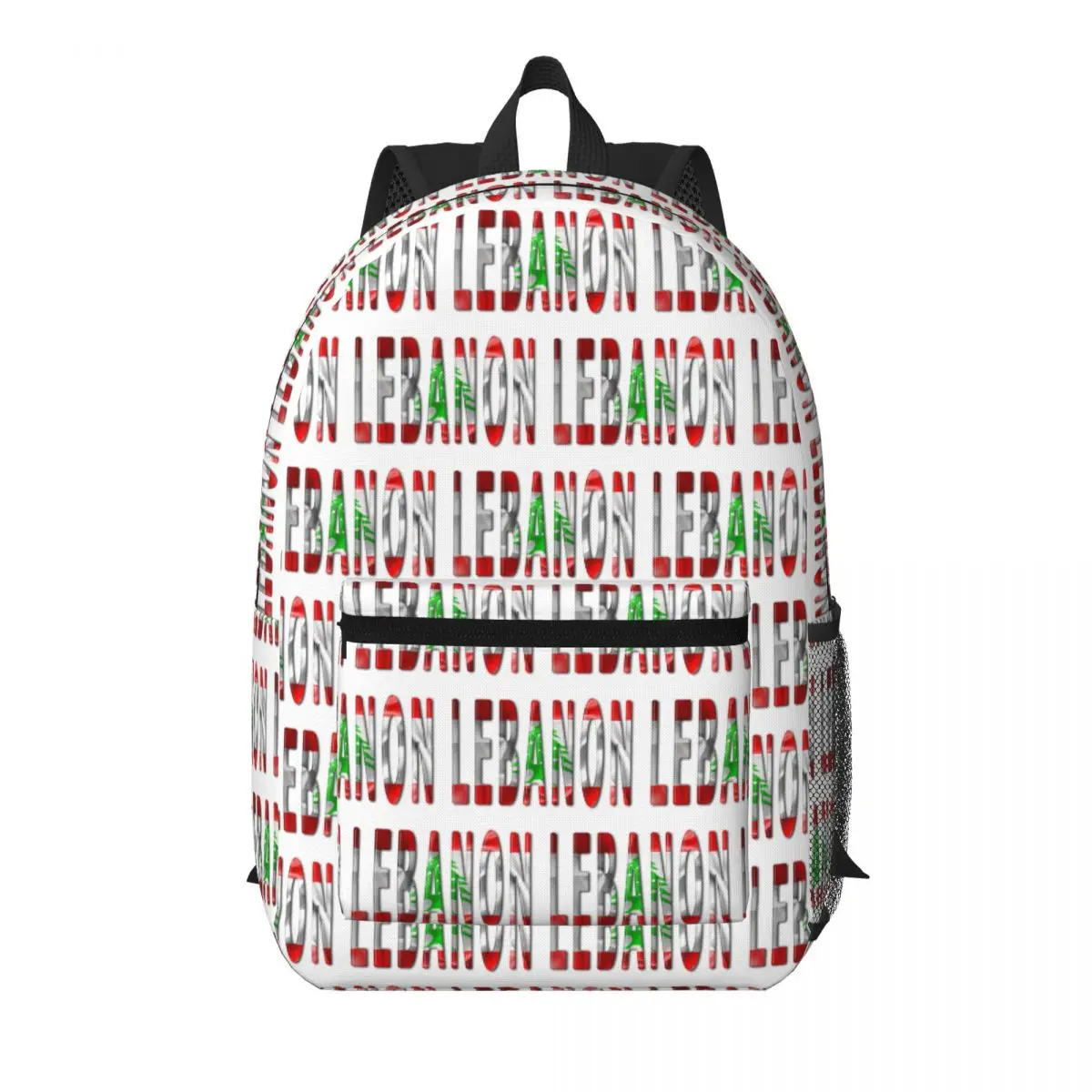 Lebanon Word With Flag Texture Student Backpack School Bag Hiking Travel Daypack for Men Women Bookbag Shoulder Bags