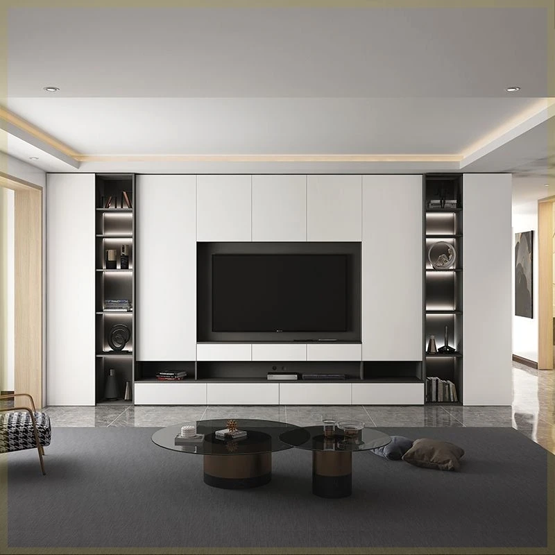 

Living room full wall TV cabinet bookcase