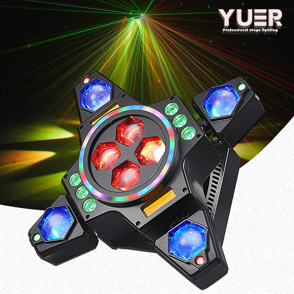 

6IN1 Beam Bee Eye Laser strobe 4 Arm Little Diamond Stage Light 100W LED Moving Head Light Bar Effect Light Atmosphere Light