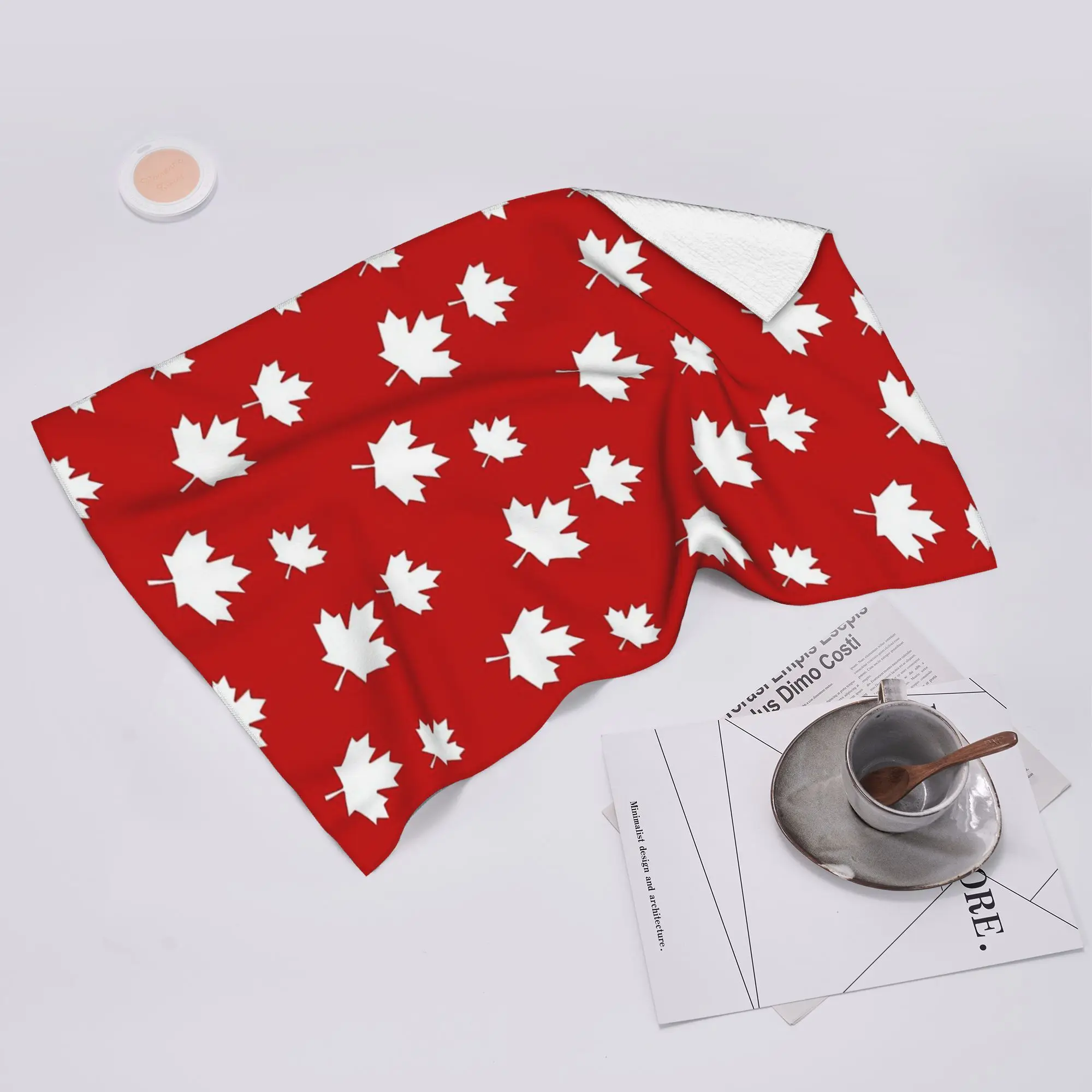 Custom Canada Maple Leaf Flag Pattern Red White Canada Flag Soft Face Towel Quick Dry Pool Bath Cotton Towels Absorbent