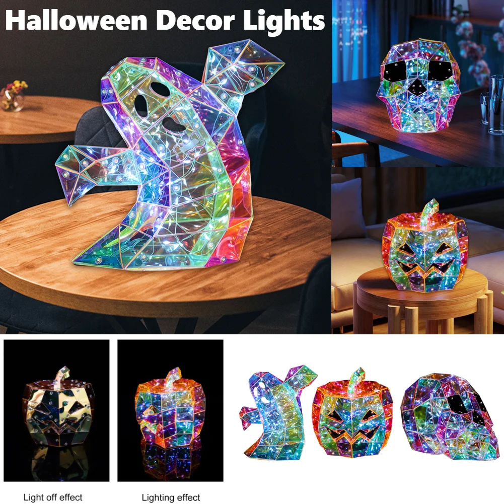 Geisterlicht, Halloween-Dekorationen, Licht, prismatisch, schillernd, glänzend, Geist, Kürbis, Totenkopf, Ornament, Halloween-Dekoration, Partyzubehör