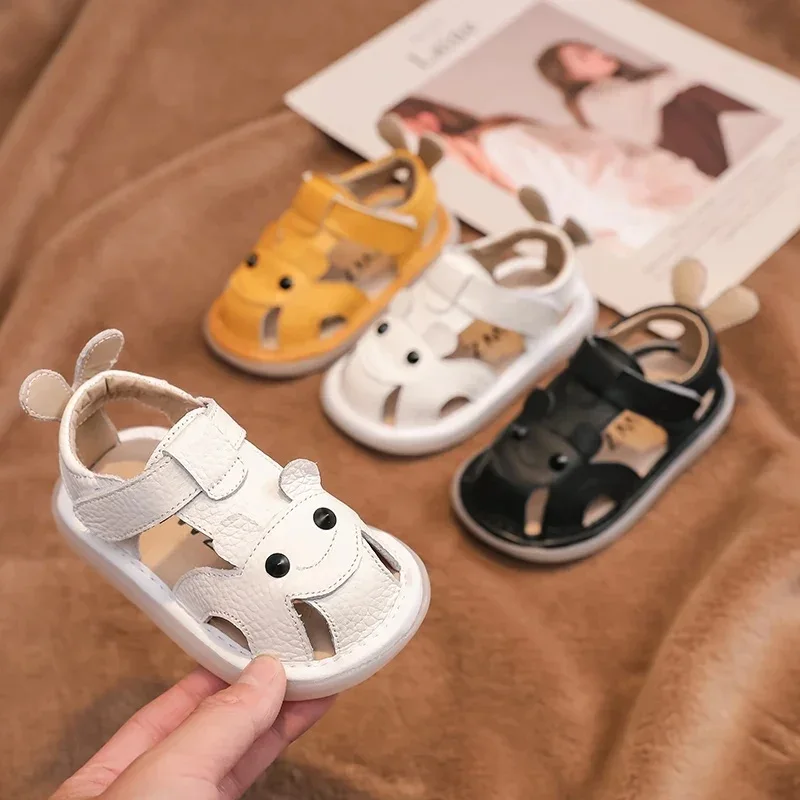 

Baby Girls Boys Genuine Leather Sandals Soft Sole Anti Slip Children Summer Shoes Toddler Shoes Cartoon Kids Beach Sandals