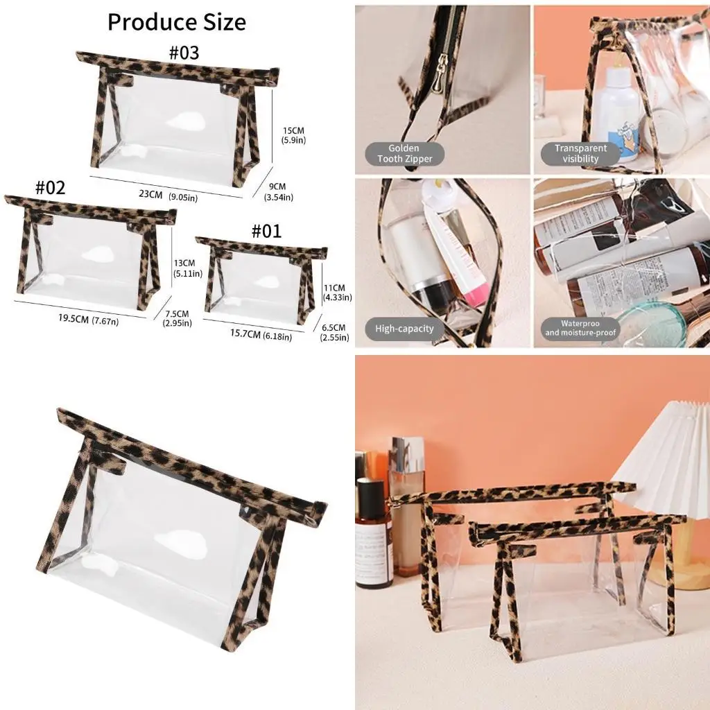 

X90D Clear Cosmetic Bag Leopard Cosmetic Bag Waterproof Transparent Makeup Bag Gifts