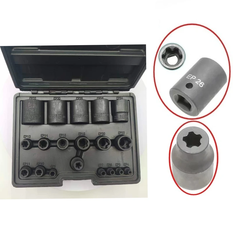 For Tesla Battery Pack Screw Removal External Torx Plus Socket Set 5 and 6 Point Socket EP4, EP5 - EP32 1/2'' 3/8'' 1/4'' Tool view 2