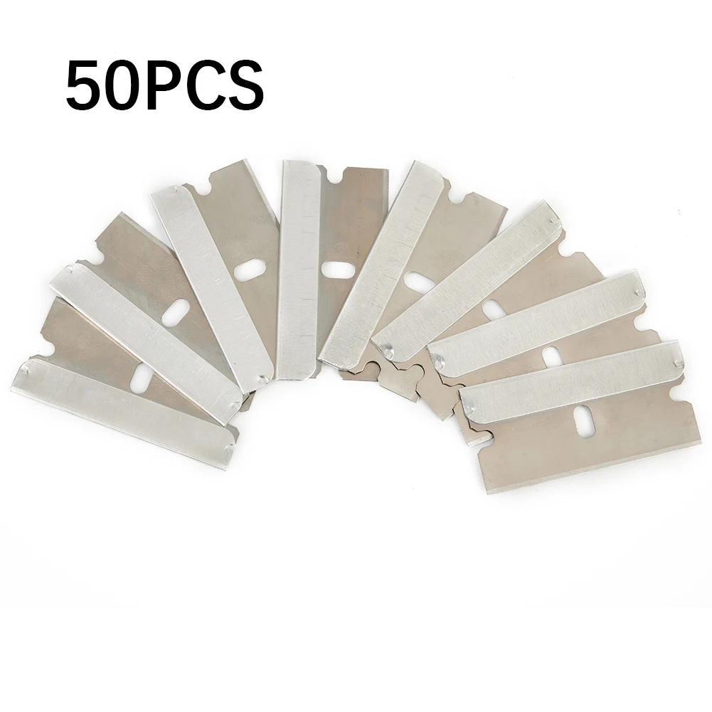 Car Cleaning Tool, 50x Single Edge Blades Scraper, Safe to Use, Removes Stickers from SUVs, Glass, Wooden Basketball Courts