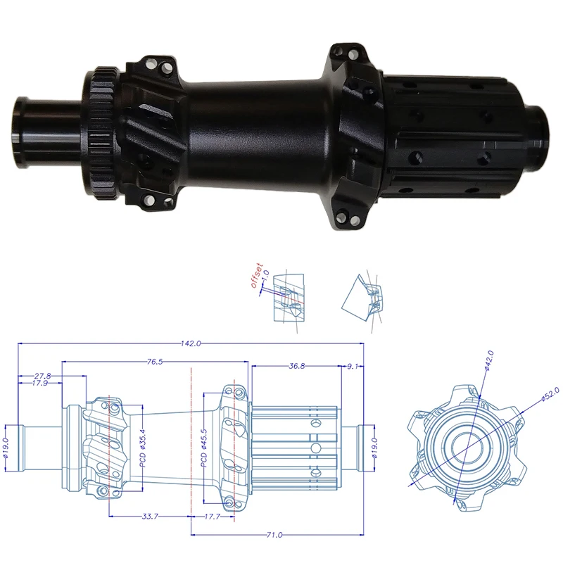 RCRW 36T PG Ratchet SL Road Bike Hub Center Lock 24Hole 12x100 12x142 Shiman/HG XDR  Straight Pull Hub Super Light R36T-SL-CL