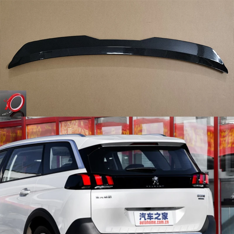 For Peugeot 5008 2017--2023 Year Roof Spoiler Rear Wing Body Kit Accessories ABS Plastic SUV Hatchback Universal Gloss Black