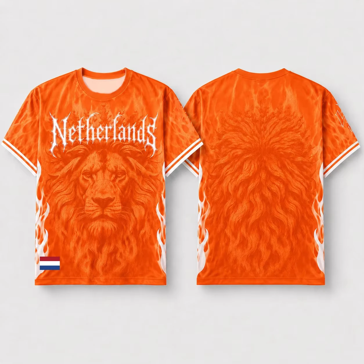 2026 Neues NIEDERLÄNDISCHES Fußballtrikot mit Löwenmotiv, Atmungsaktives Fußball-T-Shirt, Grafikdruck Casual Sport-Fan-Shirt – Detail 4
