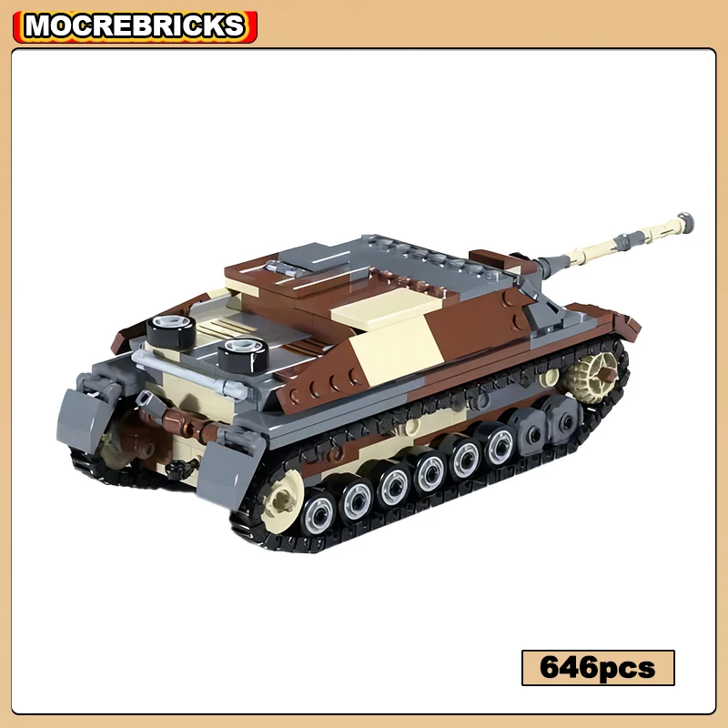 MOC Building Blocks WW2 Self-propelled Gun Armored Vehicle Jagdpanzer IV L70 Military Tank Destroyer DIY Technology Bricks Toys