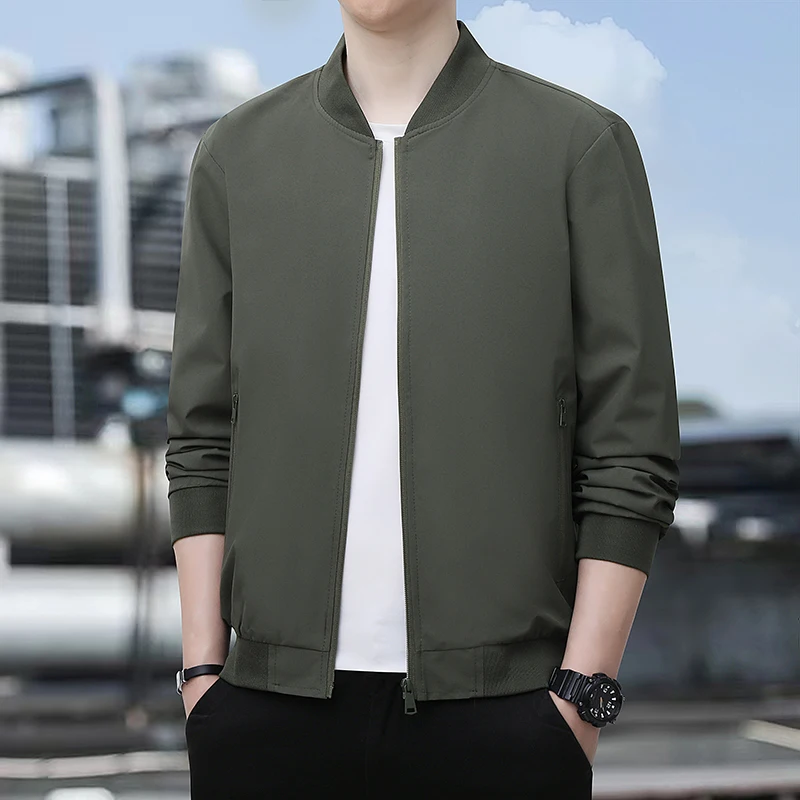 

Autumn Men's Stand Collar Cotton Casual Zipper Jacket Outdoor Sports Coat Windbreaker Jacket for Men Waterproof Bomber Jackets