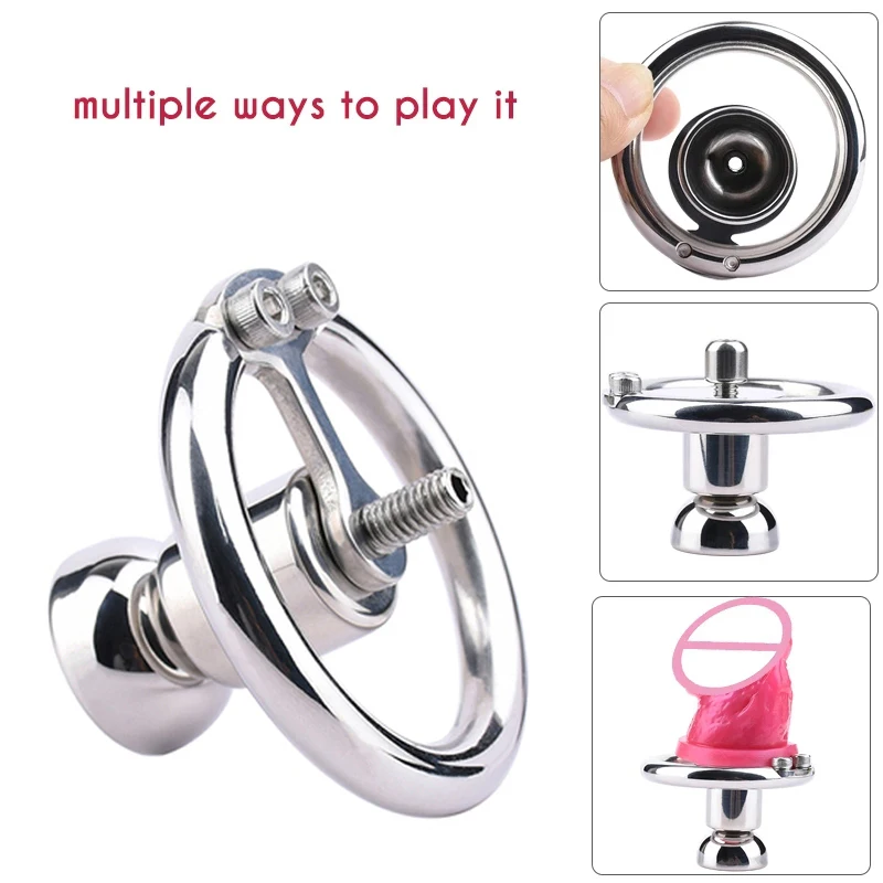 Metal Chastity Cage with Pink Dildo Head 정조대 New StainlessSteel Negative Cock Cage Urethra toy men Adult Games Sex tooys for man