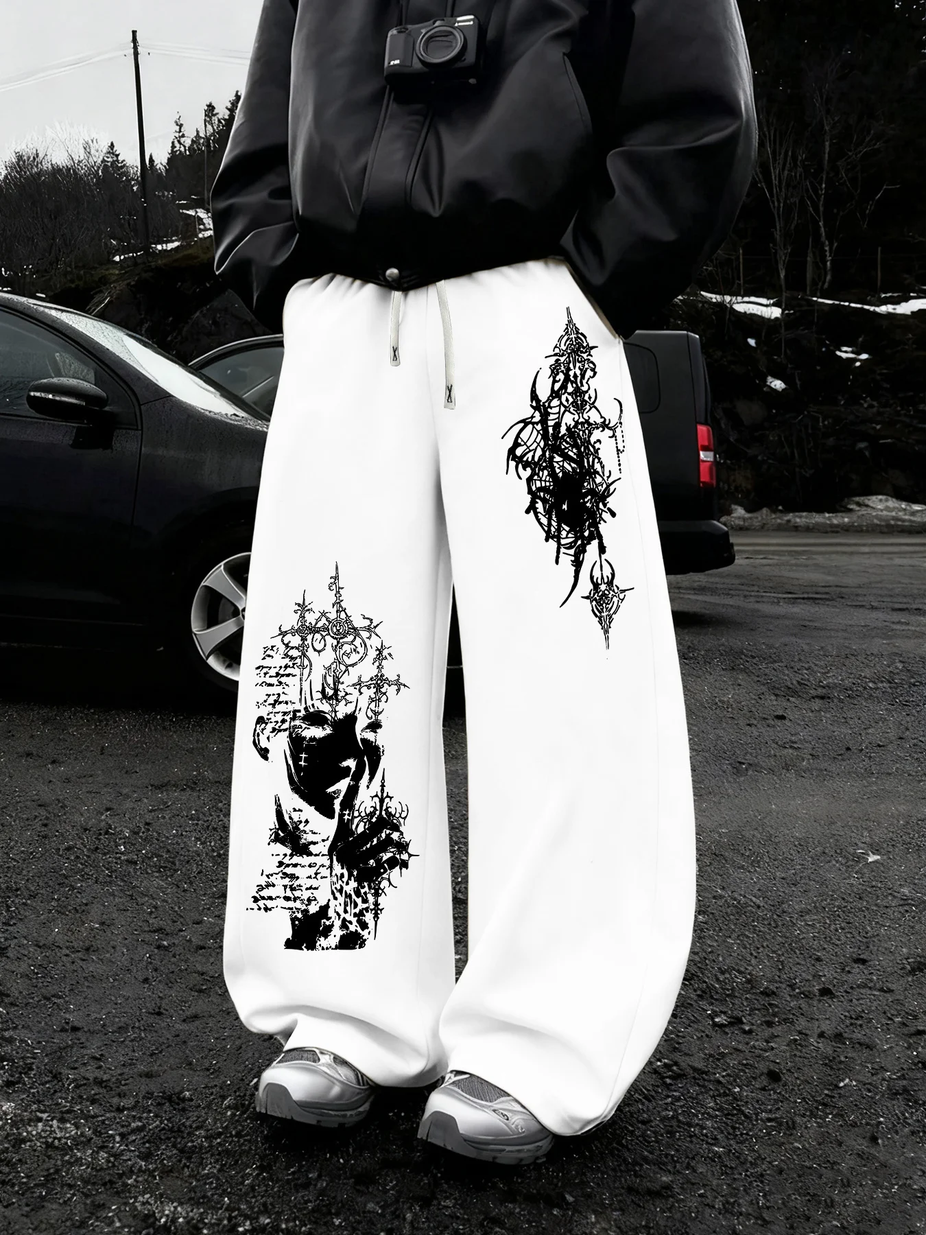 Men Cartoon Character Print Straight Pants Casual Sports Joggers Campus Spring Summer Hip Hop Streetwear Trousers S-3XL