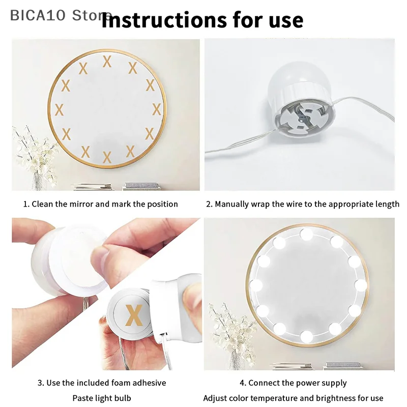 Lampadine a LED staccabili Lampada per specchio per trucco Alimentazione USB Luce per specchio cosmetico Illuminazione da tavolo Luci per trucco a LED dimmerabili