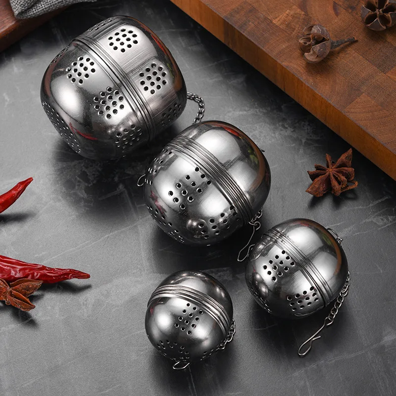 Stainless Steel Tea Infuser Ball Coffee Cha Strainer Spice Herbs Diffuser Kitchen Condiment Sieve with Chain Teapot Mug Gadgets