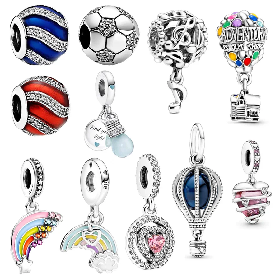 Hot Sale Rainbow，Cloud，Blue Hot Air Balloon Dangle Charm Bead Fit Original 925 Sterling Silver Pan Brand Bracele Women Jewelry