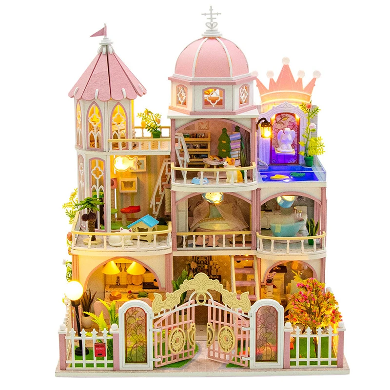

DIY Wooden Dollhouse Windsor Castle Model Miniature with Furniture Kit DIY Assemble Toys for Children Adult Christmas Gift Casa