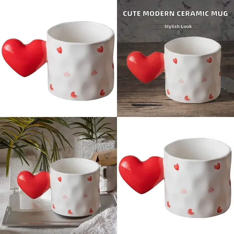 for  Disposable Creative Ceramic Coffee Cup Modern Design Cute Girl Heart Cartoon Pattern Dishwasher Microwave  Afternoon