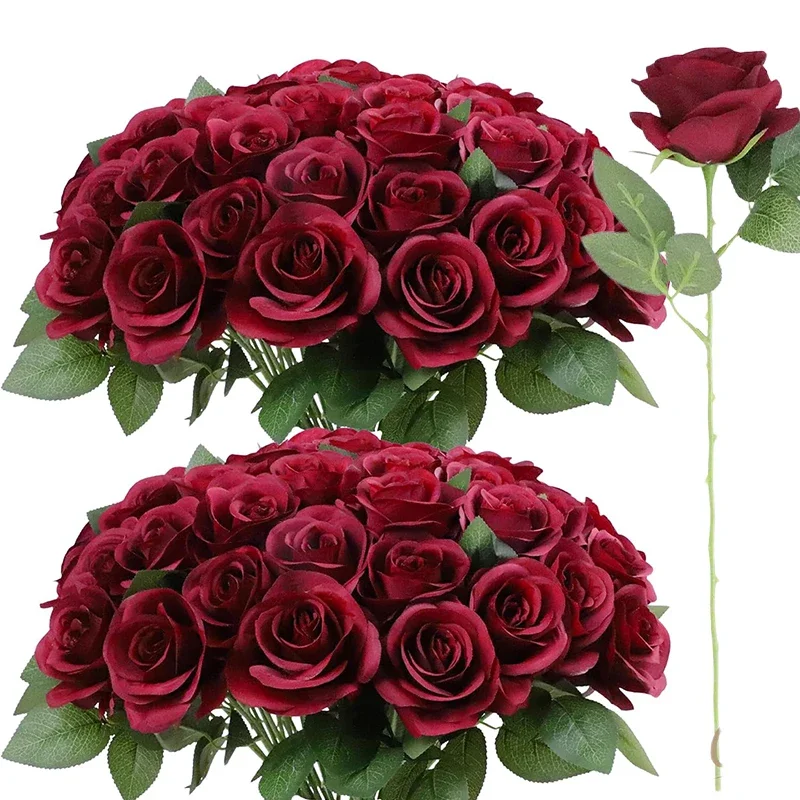 52-rosas-artificiales-color-borgona-de-35'-con-tallos-para-ramos-de-boda-decoraciones-de-fiesta-y-despedidas-de-soltera