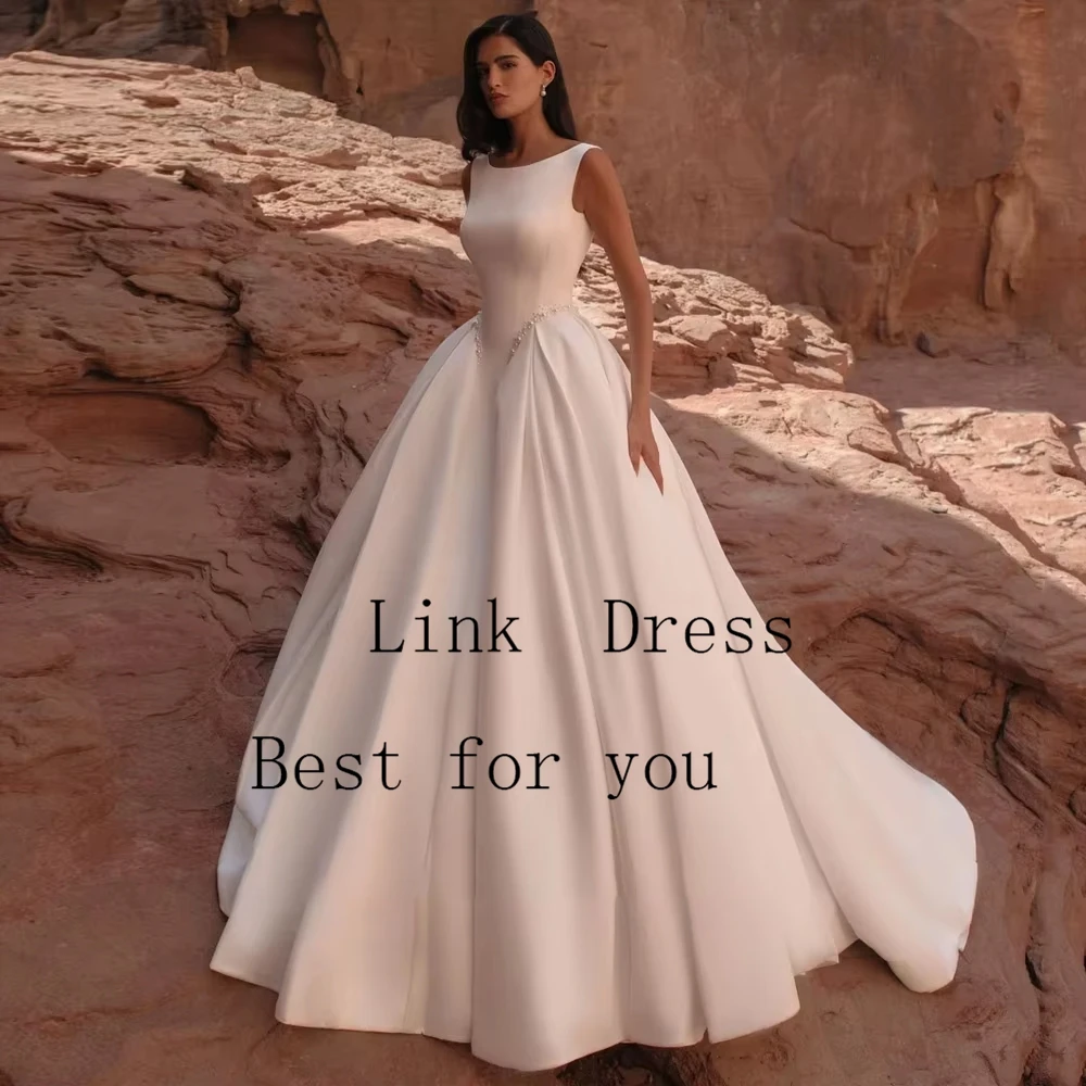 Fashion Scoop Wedding Dresses for Ladies Charming Satin Bridal Gowns Exquisite Sleeveless Vestidos De Novia New 2026 Summer