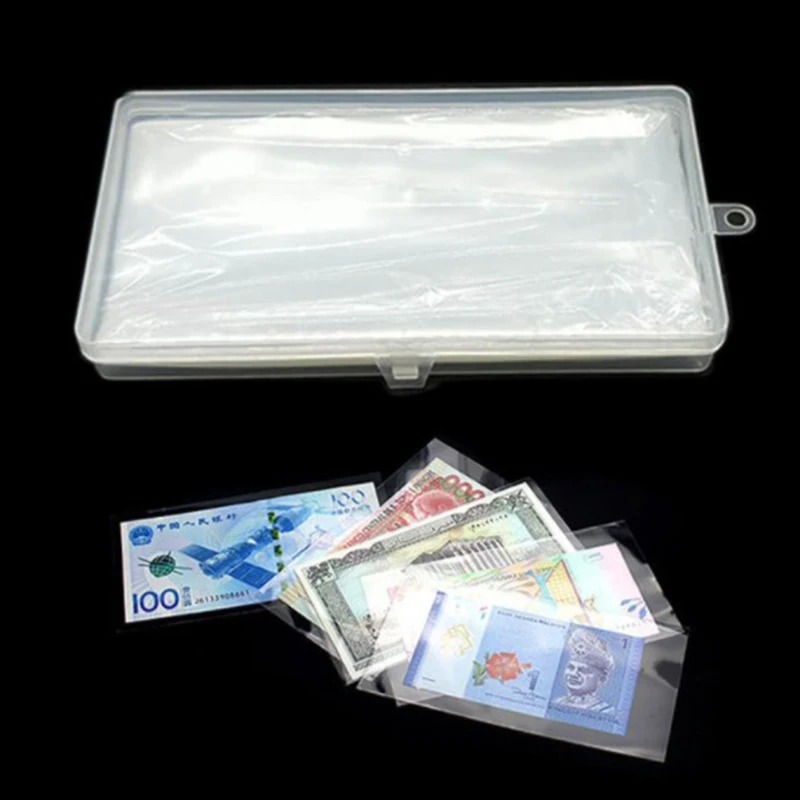 

100pcs Banknotes Holder Coin Album Storage Bag Box Photocards PVC Page Paper Money Collection Case Transparent Organizer