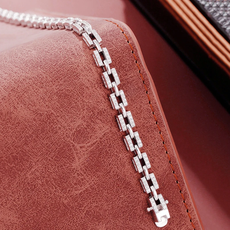 BXINY D Color Moissanite Bracelets 100% S925 Silver Tank Chain GRA Certified Diamond for Women Men Engagement Fine Jewelry Gifts