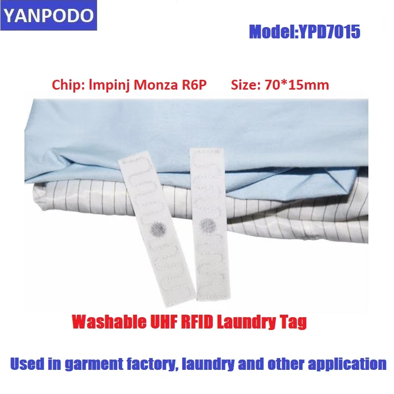 Yanpodo UHF RFID 태그 직물 방수 세탁 라벨 의류 태그, 의류 추적, 860-928MHz EPC Class1 GEN2 ISO NXPU 코드 7