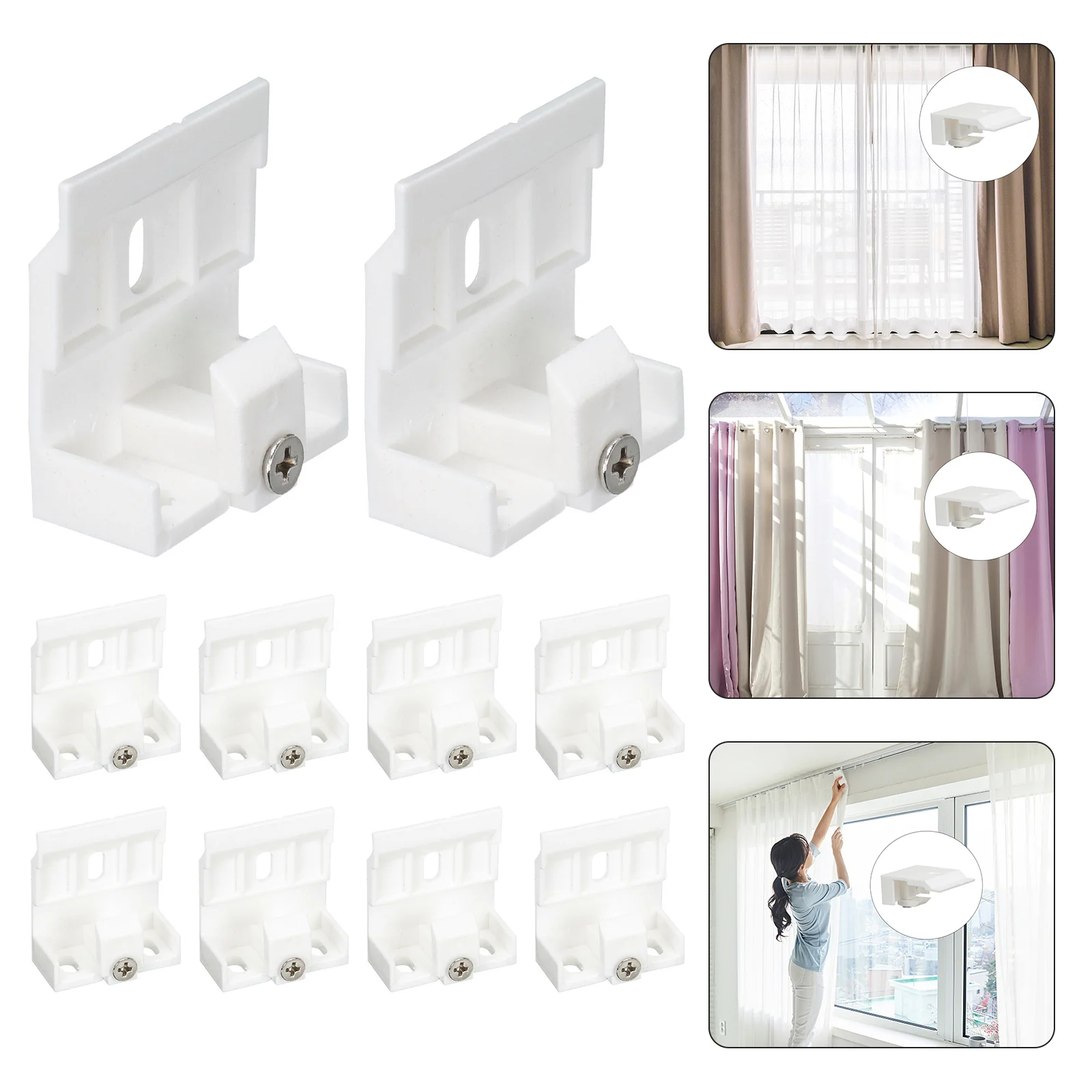 

10Pcs Curtain Bracket Plastic Metal Venetian Blind Holdback Clips Strong Clamp for Bathroom Bedroom Window Shade Support