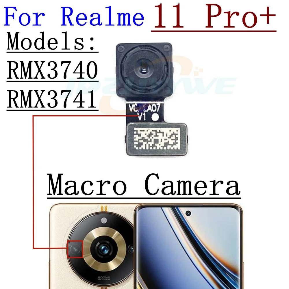 Rear Front Camera Module For OPPO Realme 11 Pro+Plus 5G Front Small Facing Back Main Camera Flex Cable Reapir Spare Parts