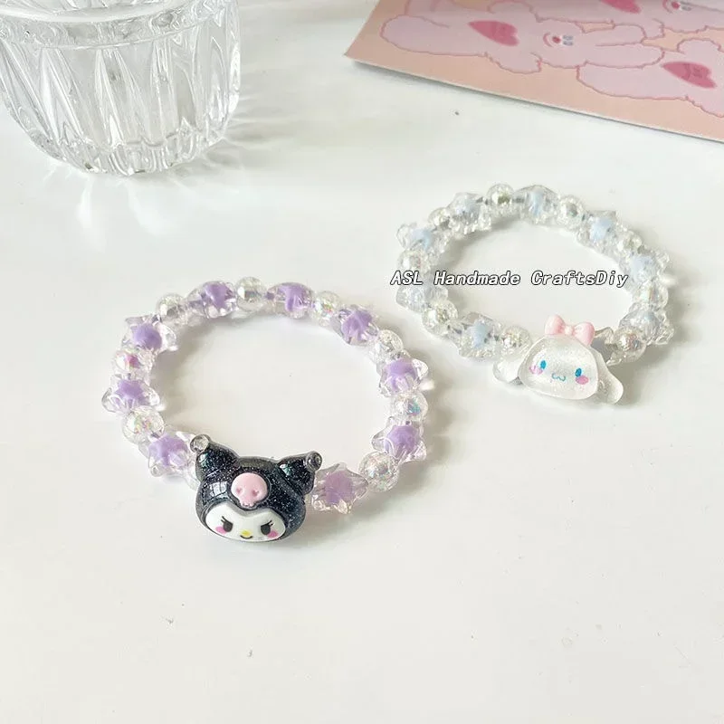 1Pc Anime Crystal Bracelet Kuromi My Melody Cinnamoroll Cartoon Couple Bracelet Girl Birthday Gift Festival party gifts image 3