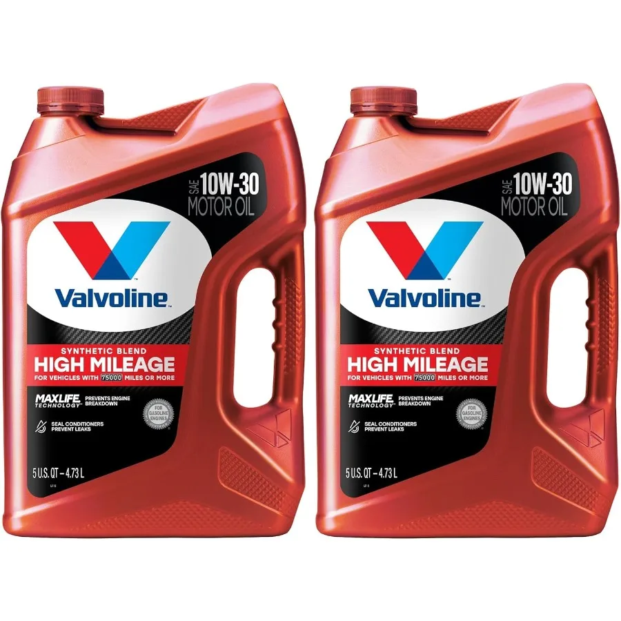 High Mileage with MaxLife Technology SAE 10W30 Synthetic Blend Motor Oil 5 QT Pack of 2 Ideal for HighPerformance Engines in He