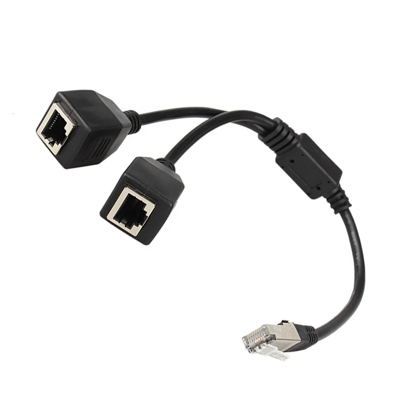 Kabel rozdzielający Ethernet RJ45, kabel połączeniowy Ethernet 1 męski na 2 żeńskie, odpowiedni adapter gniazda Ethernet Cat5, Cat6 LAN