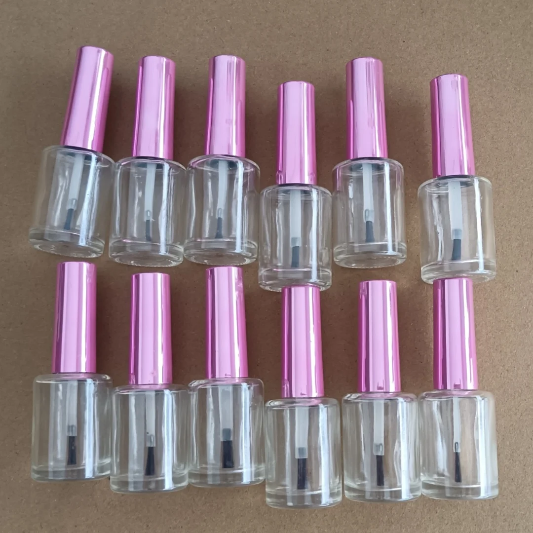 12 Pieces 13ml Empty Nail Polish Bottles Cosmetic Container Clear Glass Bottle With Brush Lid