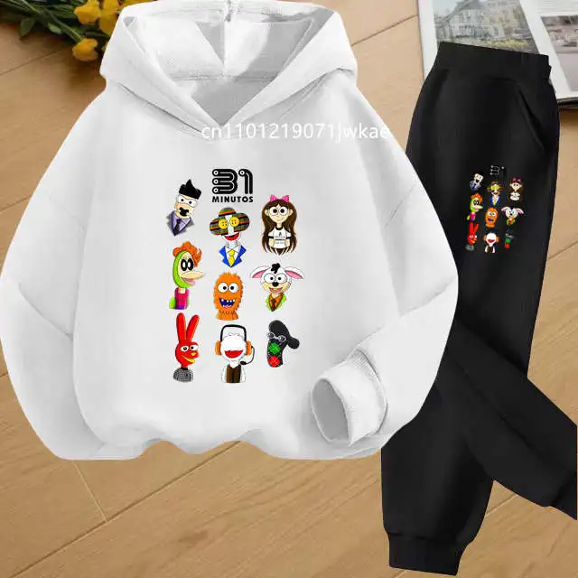 Kids Puppet Graphic Printed Hoodie Set Boys Girl Sweatshirt News Program 