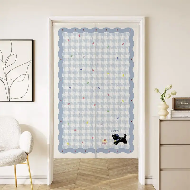 VIKAMA Cream Style Patterned Door Curtain, Durable Fabric Screen for Doorway Wall Decoration, Simple Privacy Screen