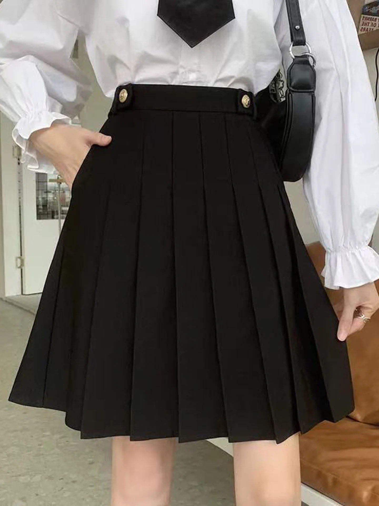 American Retro Woolen  Skirt Women's High Waist Slimming Fashionable All-Match Anti-Light Half Skirt Commute Style